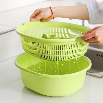 双层洗菜盆家用沥水盆厨房用品塑料水果篮大号沥水篮洗菜篮子漏盆