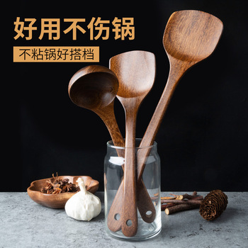 炒菜铲子+勺子 2件套不粘锅专用 木锅铲套装 无漆无蜡 木汤勺家用 厨具 耐高温