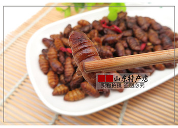 山东特产香酥蚕蛹下酒菜即食油炸熟食75g*5袋