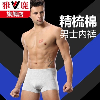 雅鹿男士内裤男纯棉裆平角裤透气四角宽松青少年夏季中腰运动裤头