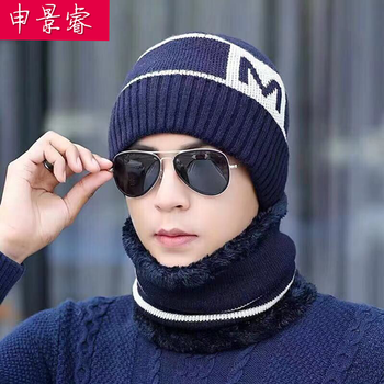 帽子男士冬季毛线帽加绒加厚针织帽韩版潮冬天百搭套头帽防寒保暖