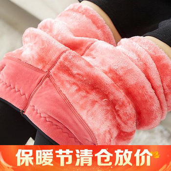 冬季加绒加厚打底裤女士无缝一体裤显瘦超厚保暖裤高腰特厚棉裤女