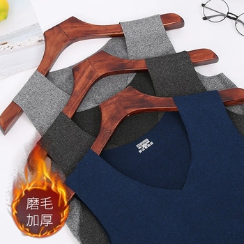 无痕秋冬季男士保暖背心男加绒加厚修身发热大码打底衫内衣马甲潮
