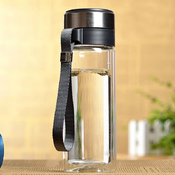 办公双层玻璃杯车载茶水分离泡茶杯