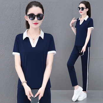 2023夏季新款休闲服女士运动套装polo中年妈妈宽松两件套夏装时尚NZBZ-W-205-1