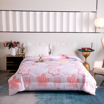 品梵 家纺江南春蚕丝被双人春夏被 玫瑰红色