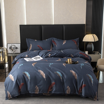 品梵 家纺生态棉套件四件套夏季双人 深蓝色 200*230CM