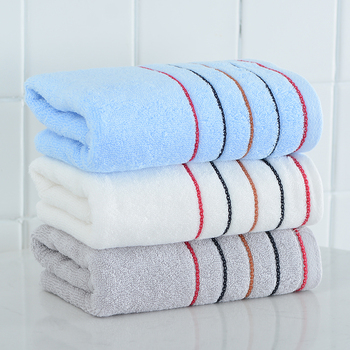 洁丽雅（Grace）毛巾家纺 3条装纯棉简约条纹舒适毛巾 70*34cm 白色+兰色+灰色 95g20230016