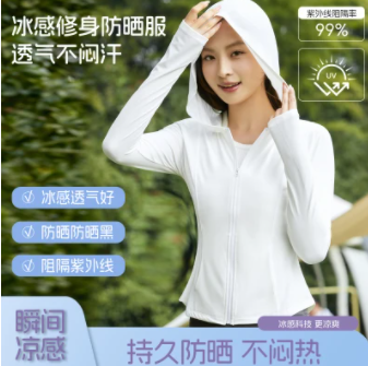 防晒衣女夏季防紫外线外套透气2024新款冰感冰丝蛮腰速干防晒服短款ALK-665