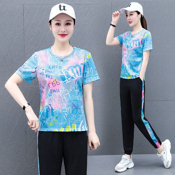 运动套装夏季新款时尚速干短袖冰丝休闲服薄款两件套NZBZ-2389
